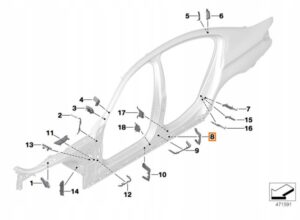 KSZTAŁTKA WYPEŁNIENIE USZCZELKA SŁUPKA B TYLNA ZEWN LEWA BMW 5 G30 G31 NOWA