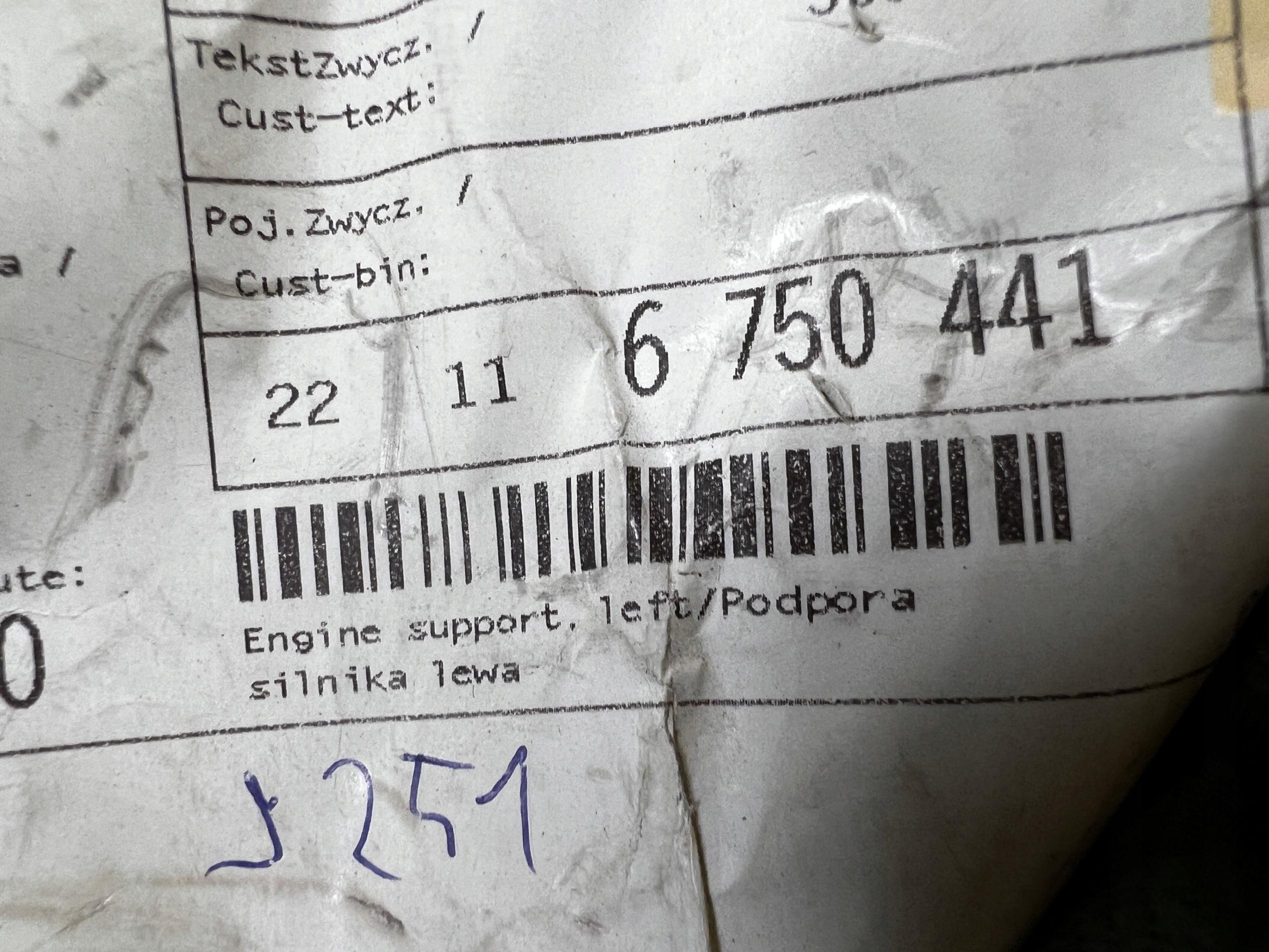 PODPORA WSPORNIK ŁAPA SILNIKA LEWA BMW 5 E39 525D 530D NOWA OEM