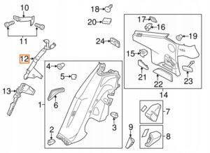 MOCOWANIE POSZYCIA OSŁONY SŁUPKA C TYŁ PRAWY PORSCHE PANAMERA 970 I LIFT