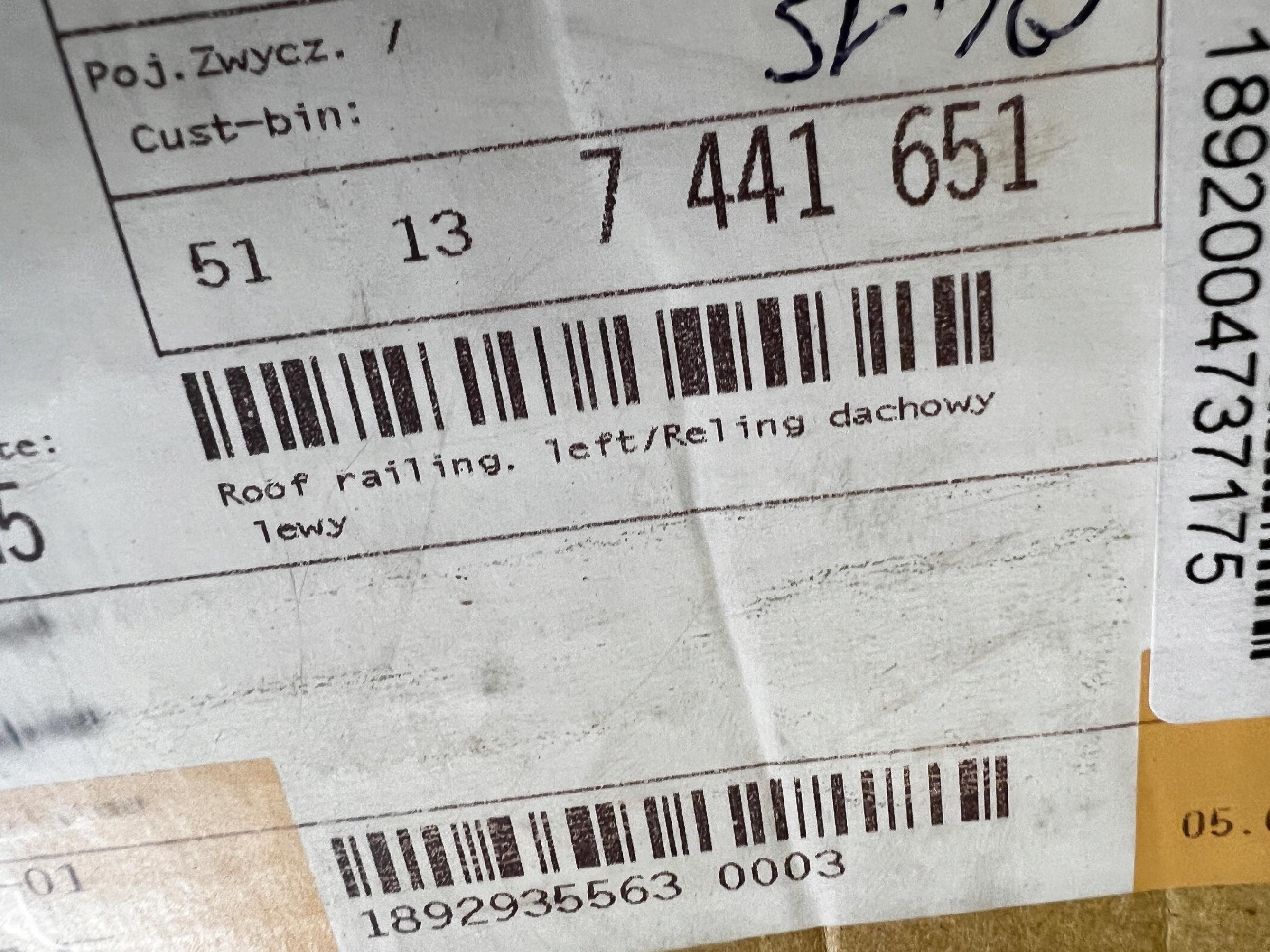 KOMPLET LISTWY RELINGI DACHOWE CZARNE BMW X2 F39 NOWE OEM