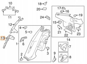 MOCOWANIE ŚLIZG NAKŁADKI SŁUPKA C TYŁ LEWY PORSCHE PANAMERA 970 I LIFT