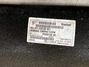 WYKŁADZINA TAPICERKA DACHU PORSCHE 911 991 CARRERA CABRIO LIFT 3.0