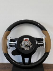 SKÓRZANA KIEROWNICA CARBON ŁOPATKI PORSCHE 911 991 LIFT